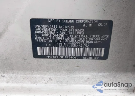 2024 Subaru Impreza Base 5-Door из США, поврежденный, VIN JF1GUABC3R8234282